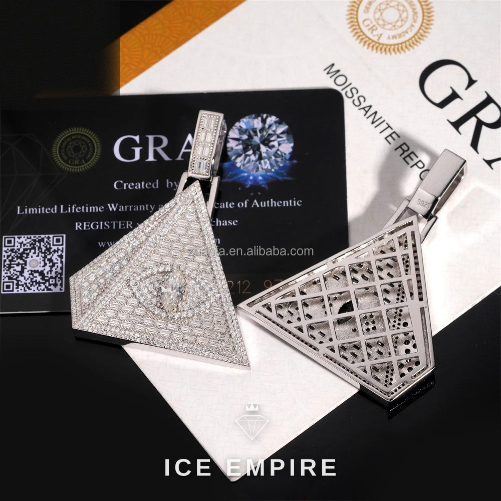 Iced Out Baguette 925 Silver Pendant