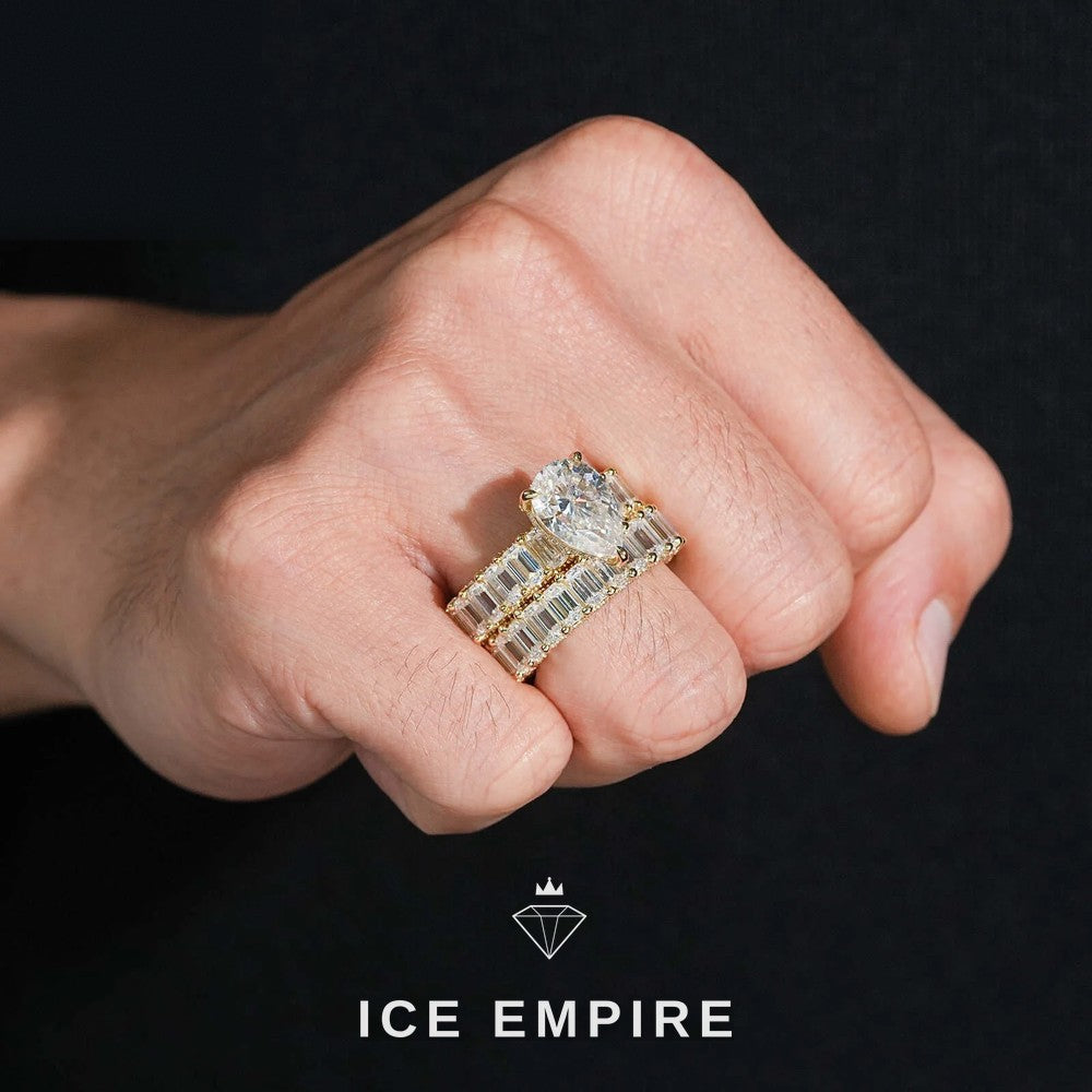 Iced Out 925 Silver Moissanite Engagement Ring
