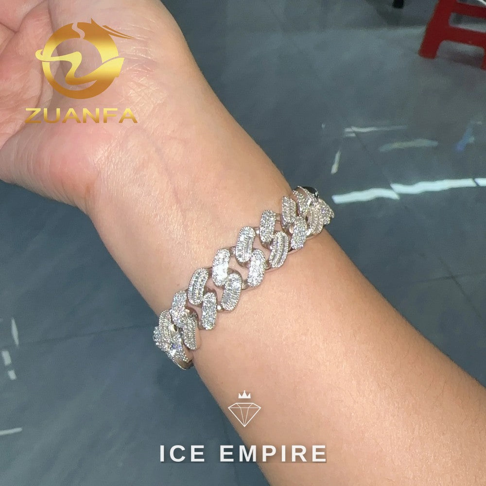Iced Out Baguette Rose Gold Plated Moissanite Cuban Chain