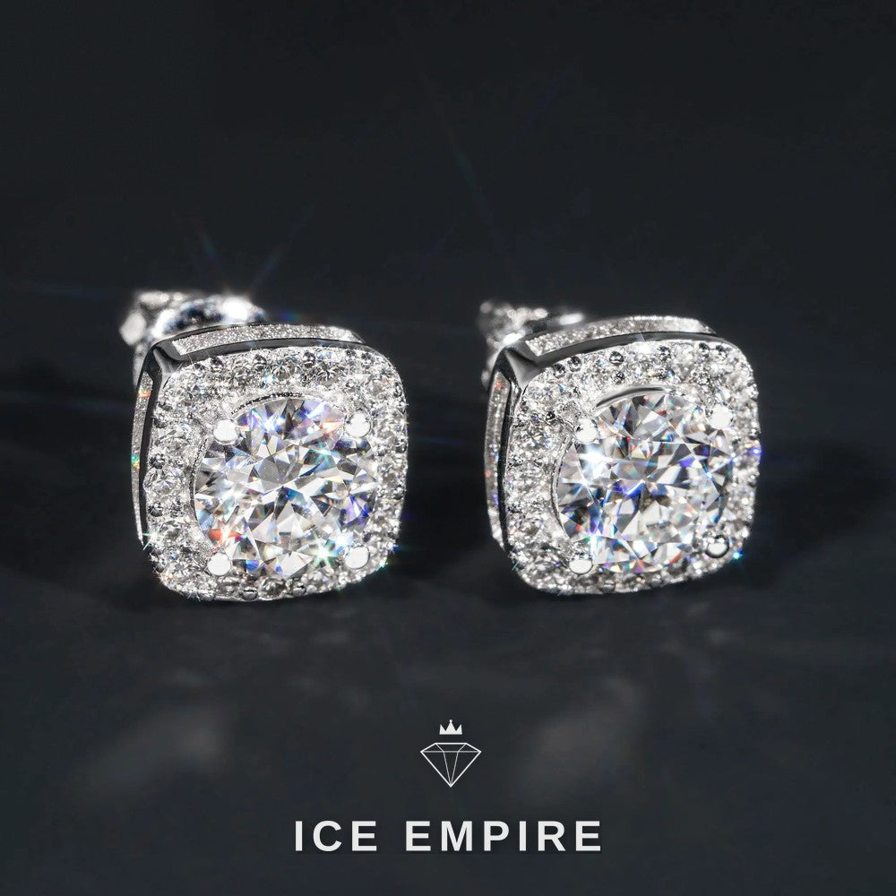 Iced Out 925 Silver Moissanite Earrings