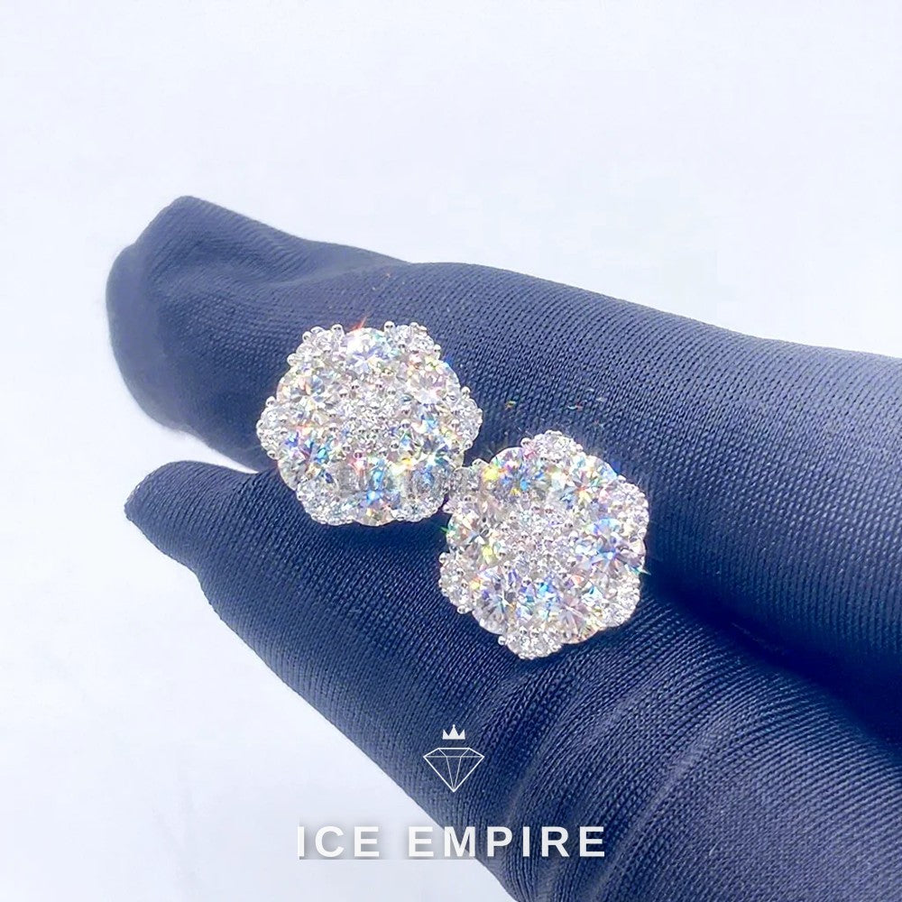 Iced Out 925 Silver Moissanite Stud Earrings