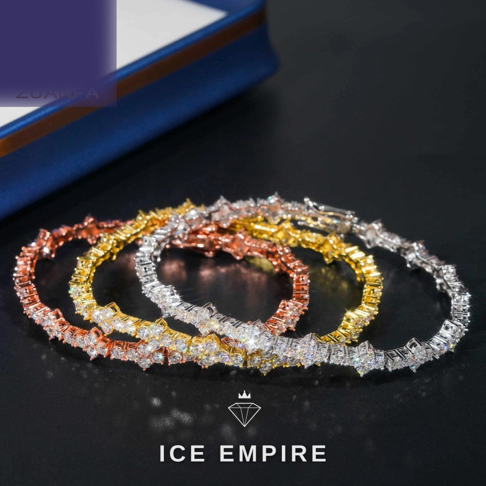 Iced Out Cross Rose Gold Plated Moissanite Cuban Chain