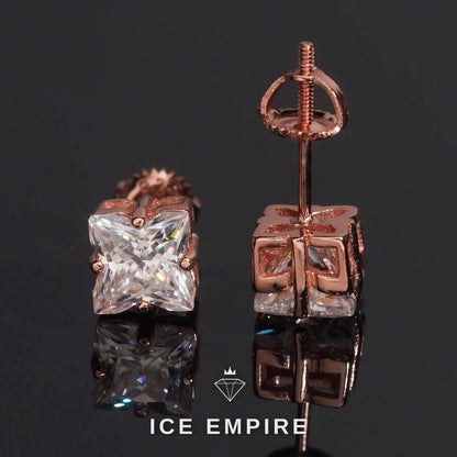 Iced Out Rose Gold Plated Moissanite Stud Earrings