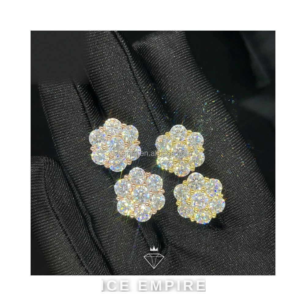 Iced Out 925 Silver Moissanite Stud Earrings