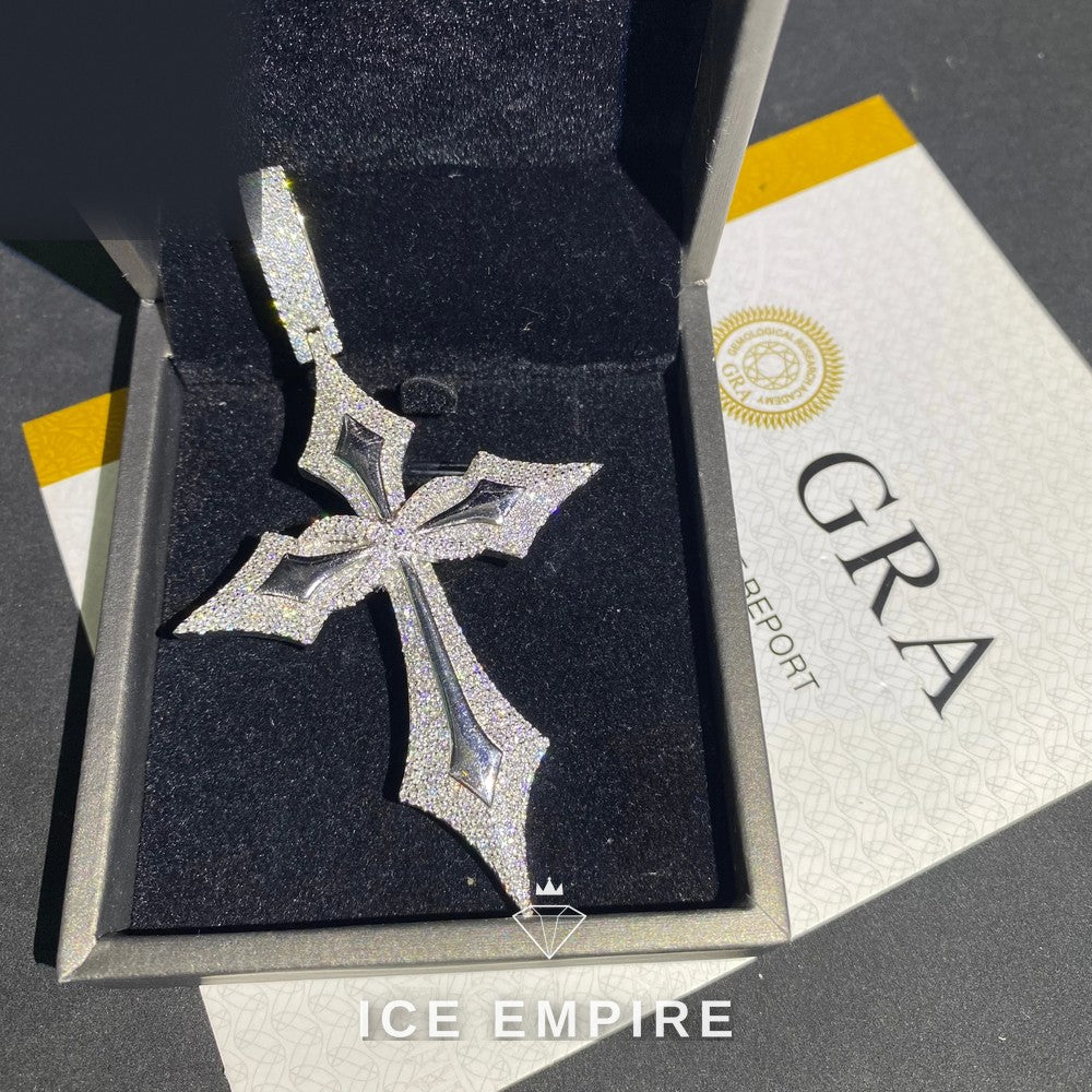 Iced Out Cross 925 Silver Moissanite Pendant