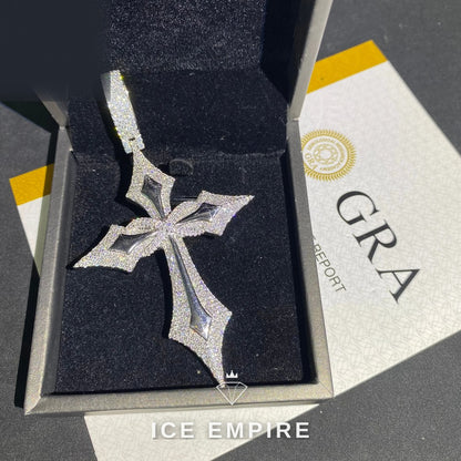 Iced Out Cross 925 Silver Moissanite Pendant