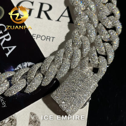 Iced Out 925 Silver Moissanite Cuban Chain