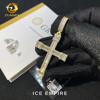 Iced Out Baguette Rose Gold Plated Moissanite Pendant