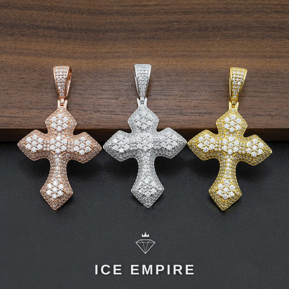 Iced Out Cross Gold Plated Moissanite Pendant