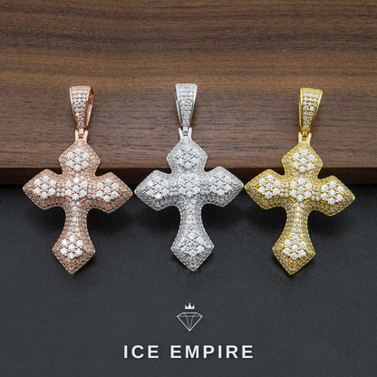 Iced Out Cross Gold Plated Moissanite Pendant