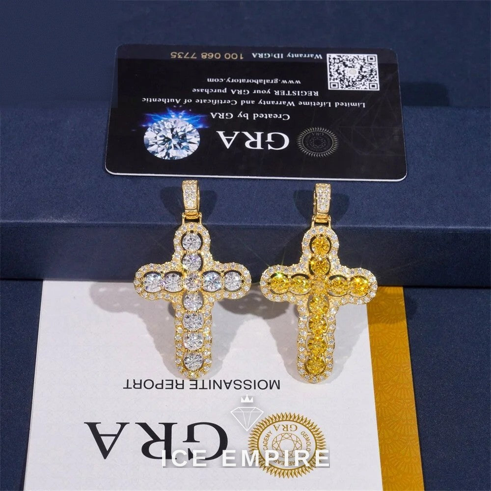 Iced Out Cross 925 Silver Moissanite Pendant
