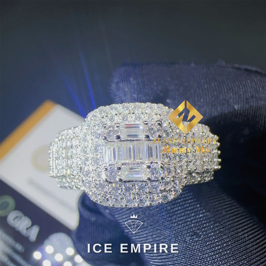 Iced Out Baguette 925 Silver Moissanite Ring
