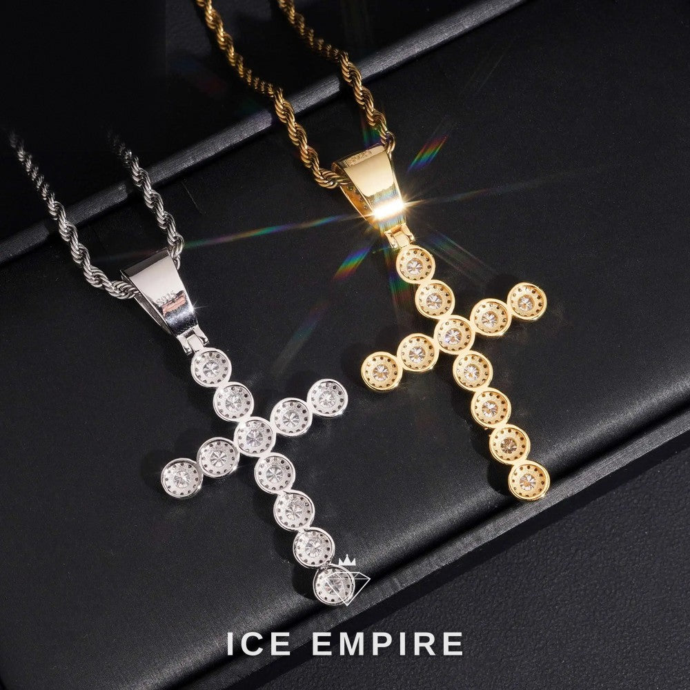 Iced Out Cross Rose Gold Plated Moissanite Pendant
