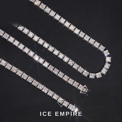 Iced Out 925 Silver Moissanite Tennis Chain