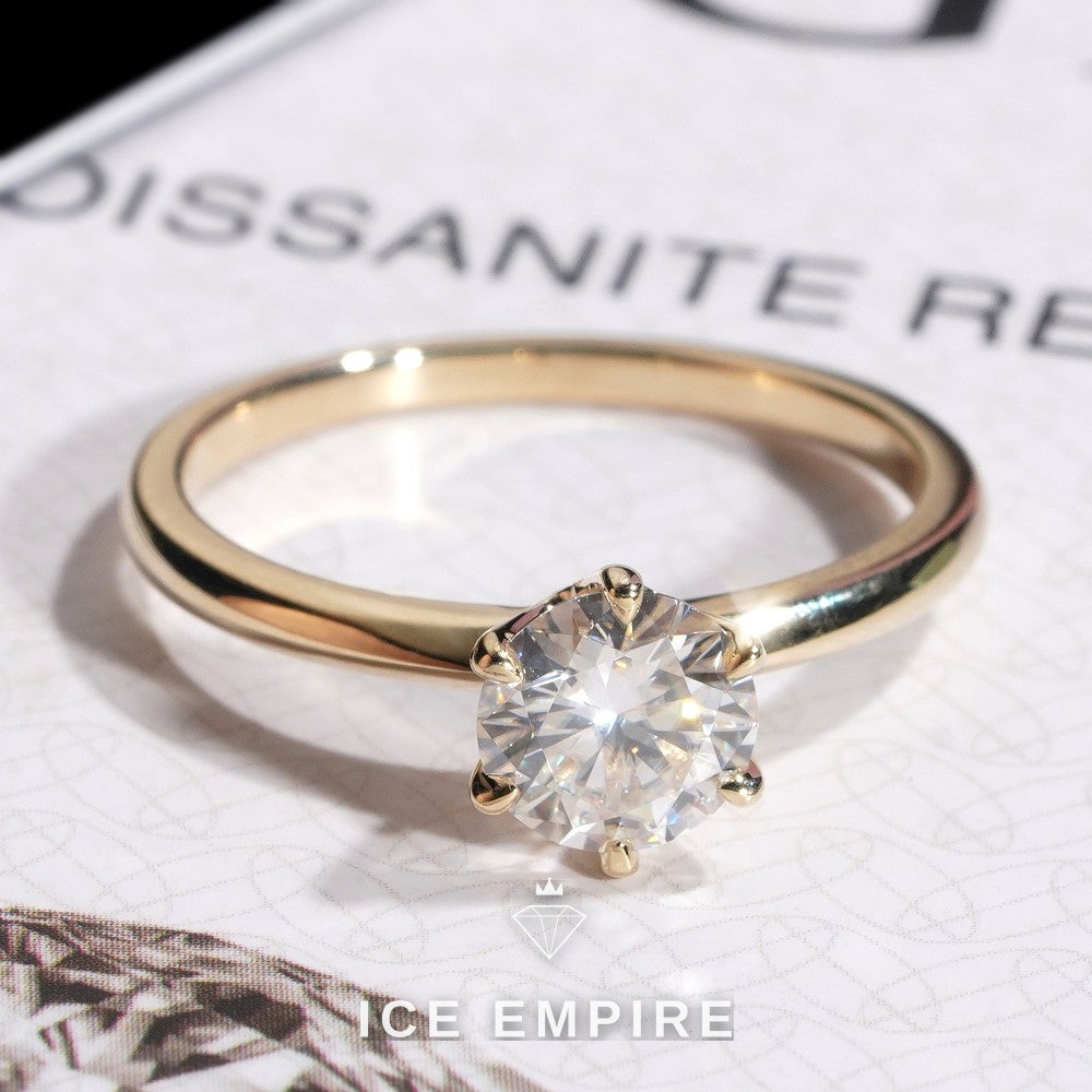 Iced Out 10K Gold Moissanite Engagement Ring