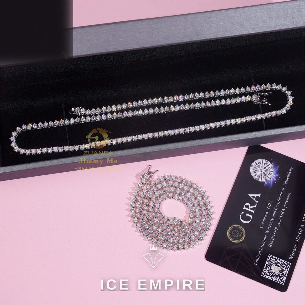 Iced Out Cluster Rose Gold Moissanite Cuban Chain