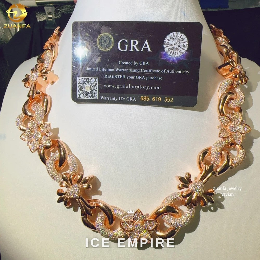 Iced Out Rose Gold Plated Moissanite Cuban Chain