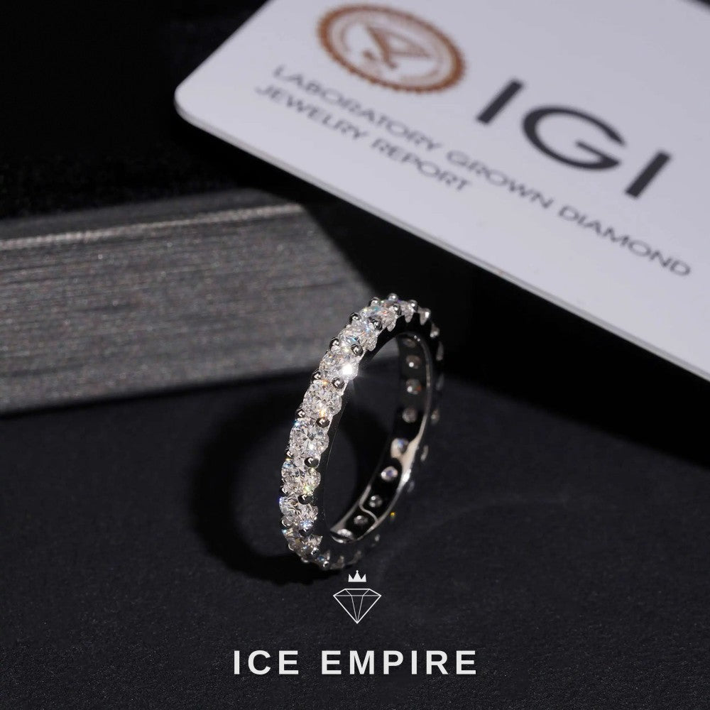 Iced Out 10K Gold Lab Grown Diamond Wedding Band