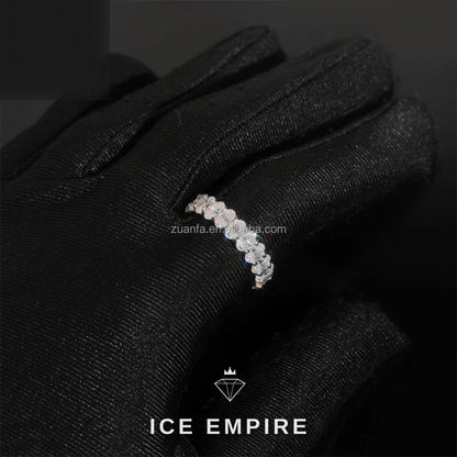 Iced Out 925 Silver Moissanite Engagement Ring