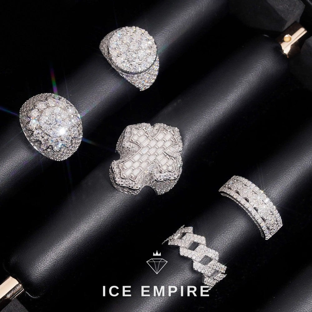Iced Out 925 Silver Moissanite Ring