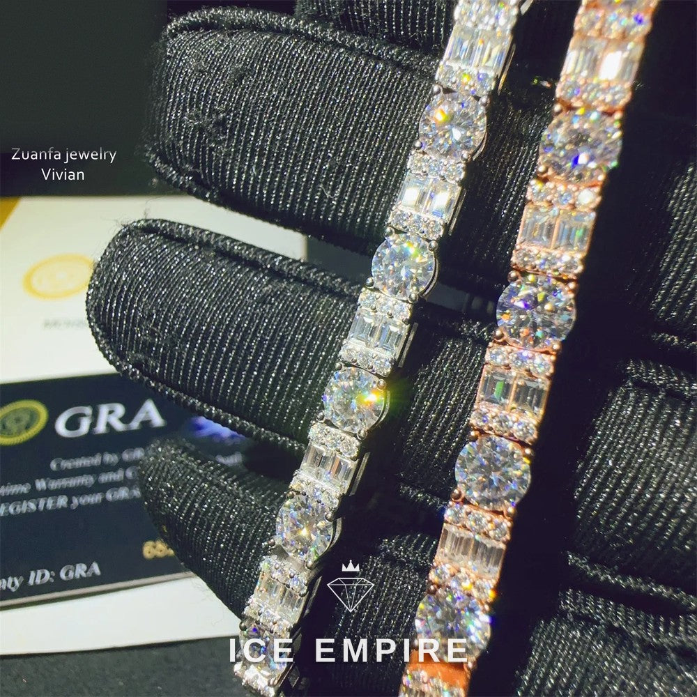 Iced Out 925 Silver Moissanite Tennis Chain