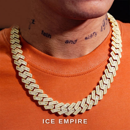 Iced Out Baguette Rose Gold Plated Moissanite Cuban Chain