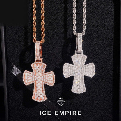 Iced Out Baguette Rose Gold Plated Moissanite Pendant