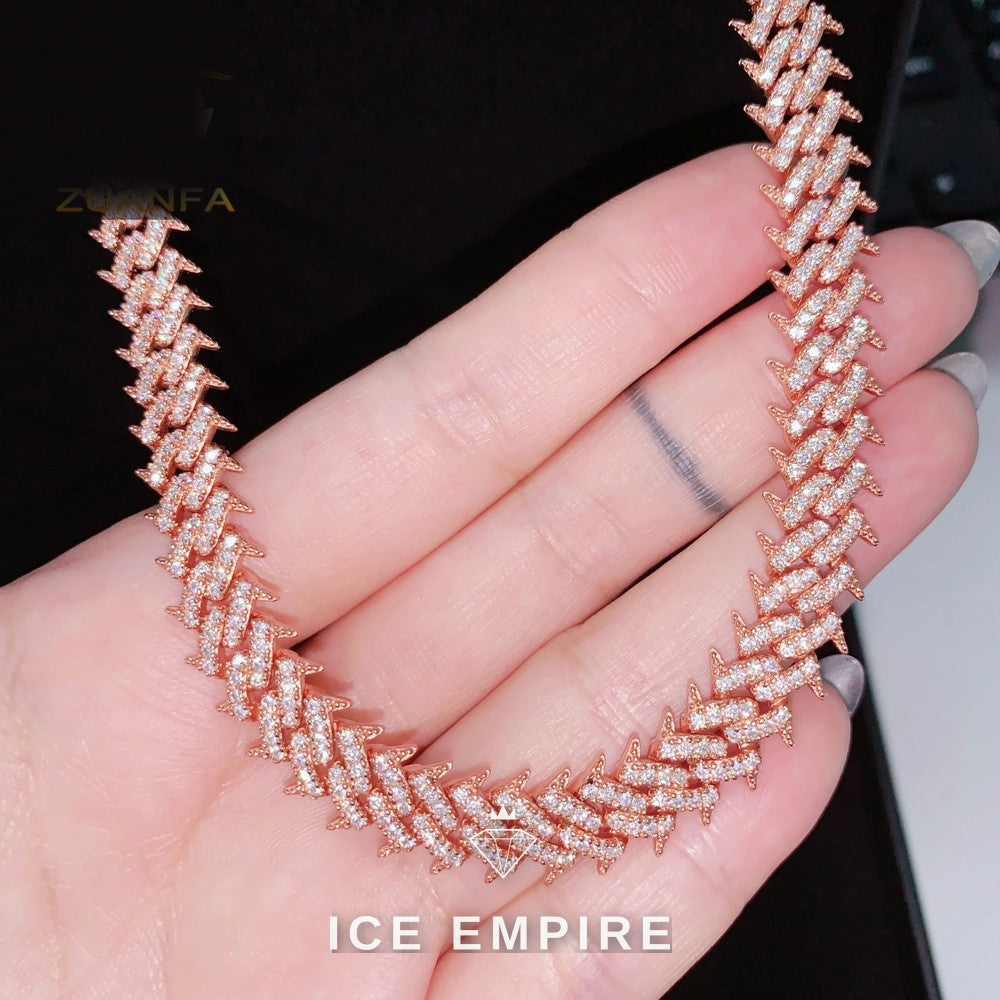 Iced Out Rose Gold Plated Moissanite Cuban Chain