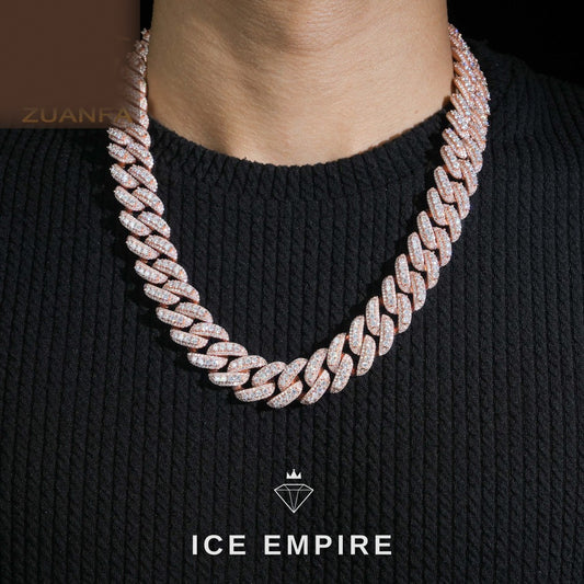 Iced Out Rose Gold Plated Moissanite Cuban Chain
