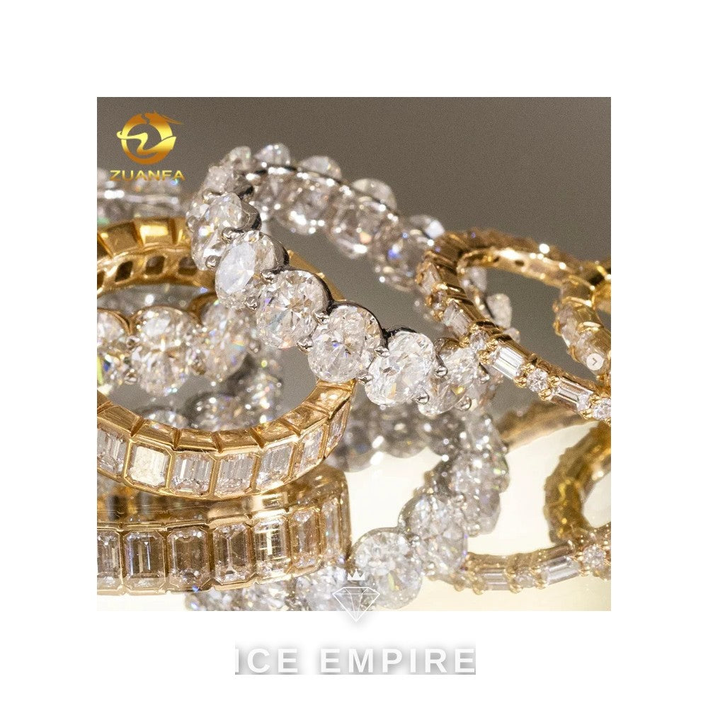 Iced Out Gold Plated Moissanite Wedding Band