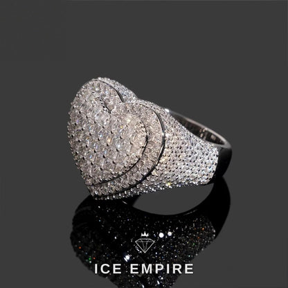 Iced Out Heart 925 Silver Moissanite Ring