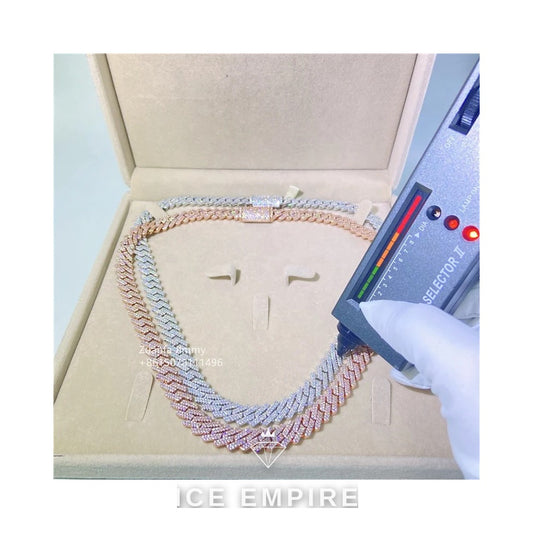 Iced Out Rose Gold Moissanite Cuban Chain