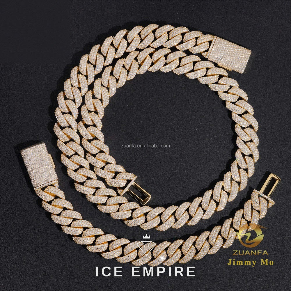 Iced Out Gold Plated Moissanite Cuban Chain