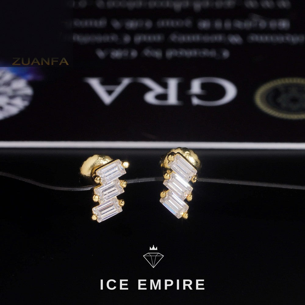 Iced Out Baguette Rose Gold Plated Moissanite Earrings