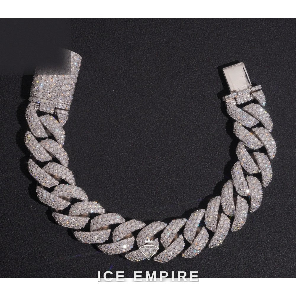 Iced Out 925 Silver Moissanite Cuban Chain