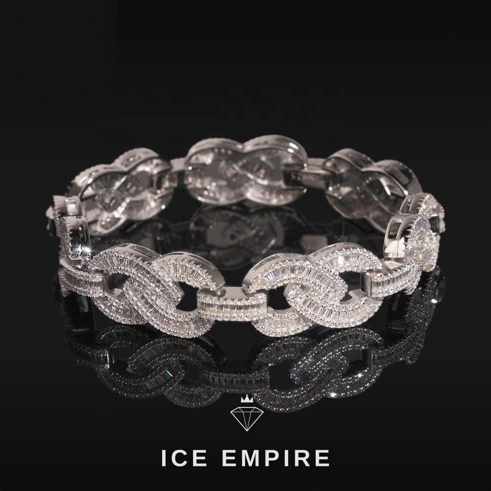 Iced Out Baguette Rose Gold Plated Moissanite Cuban Chain