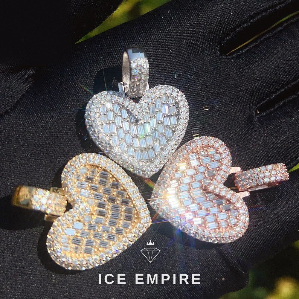 Iced Out Heart 925 Silver Moissanite Pendant