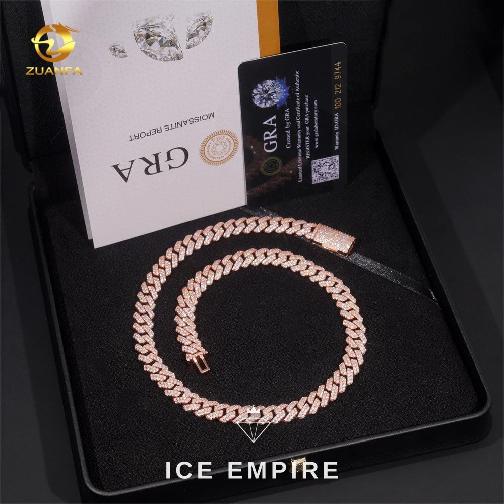Iced Out Rose Gold Plated Moissanite Cuban Chain