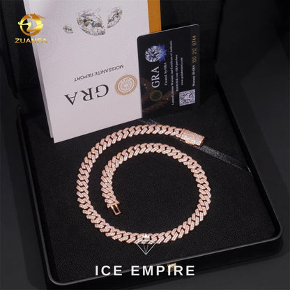Iced Out Rose Gold Plated Moissanite Cuban Chain