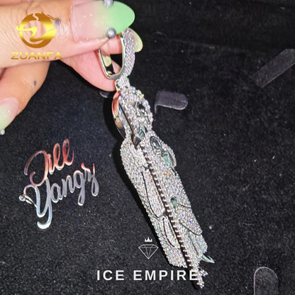 Iced Out Baguette 925 Silver Moissanite Pendant