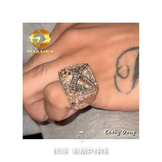 Iced Out 925 Silver Moissanite Ring