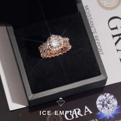 Iced Out Rose Gold Plated Moissanite Engagement Ring
