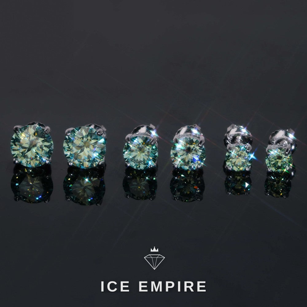 Iced Out 925 Silver Moissanite Stud Earrings