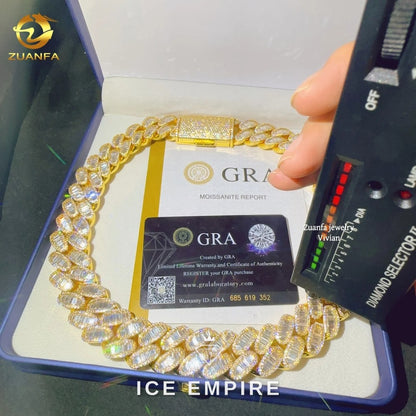 Iced Out Rose Gold Plated Moissanite Cuban Chain