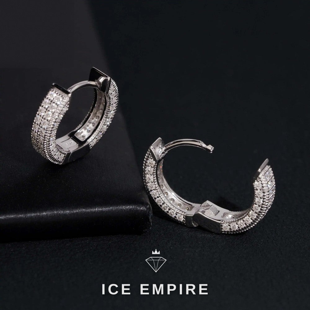 Iced Out 925 Silver Moissanite Hoop Earrings