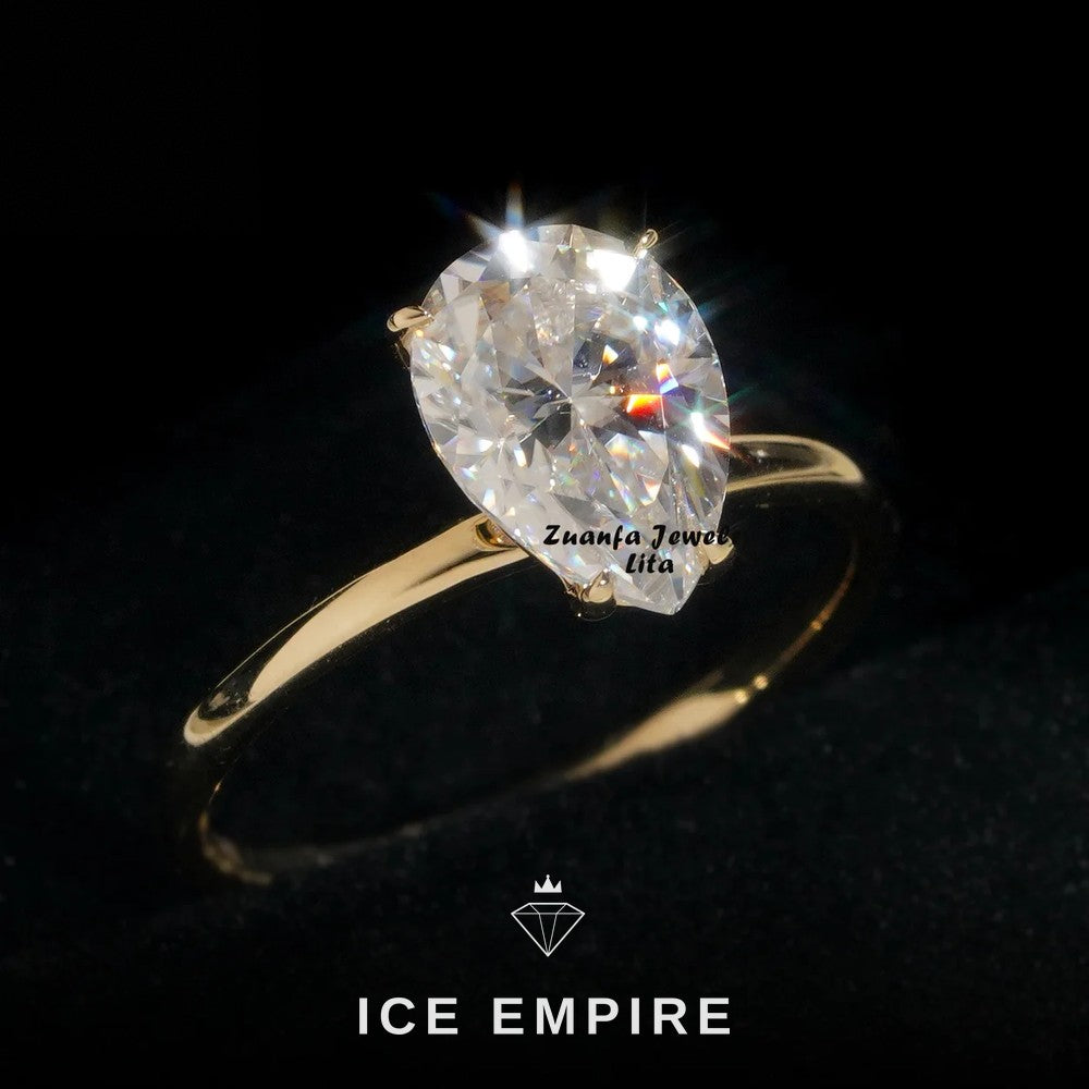 Iced Out 14K Gold Moissanite Wedding Band