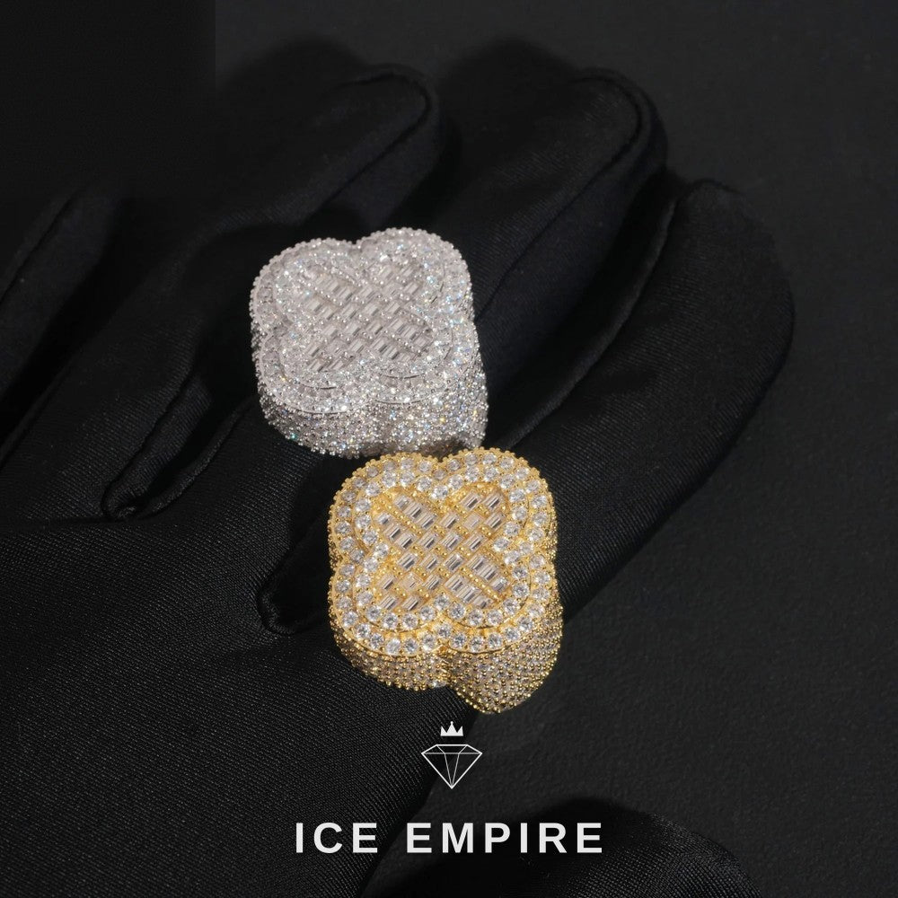 Iced Out Baguette Rose Gold Plated Moissanite Ring