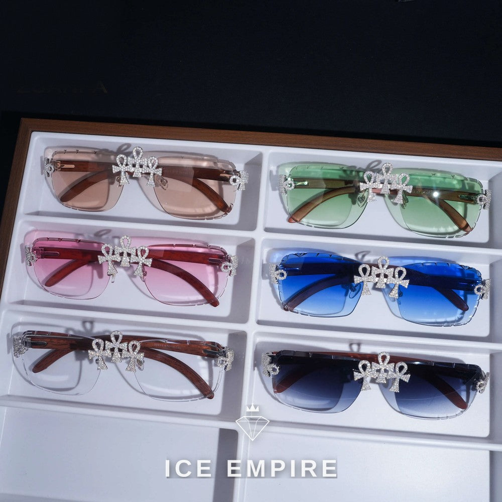 Iced Out Cross 925 Silver Glasses