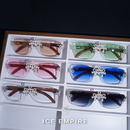 Iced Out Cross 925 Silver Glasses