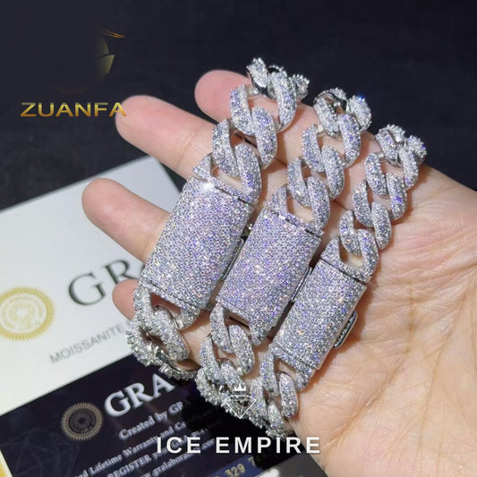 Iced Out 925 Silver Moissanite Cuban Chain